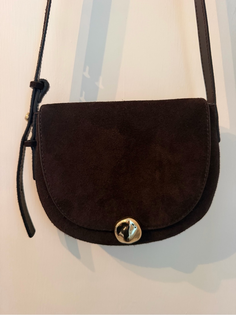 Madewell Dark Brown Suede Crossbody Bag - Picture 2 of 7
